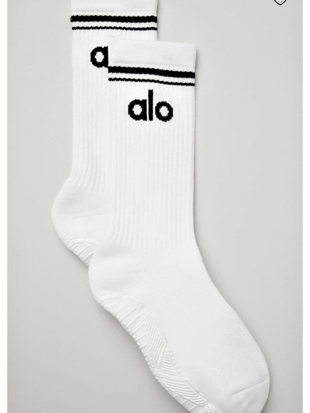 Alo Throwback Barre Sock Striped Socks in White & Black Size M/L NWT